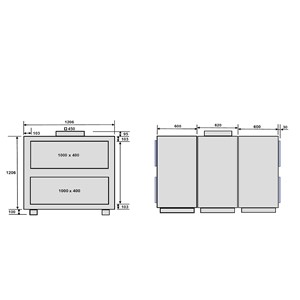 EvoAir A1 G1 Ventilation unit dimensional sketch