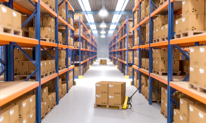 Warehouse with pallet racks